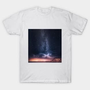 SCENERY 52 - Navy Starry Night Sky Milky Way Galaxy T-Shirt